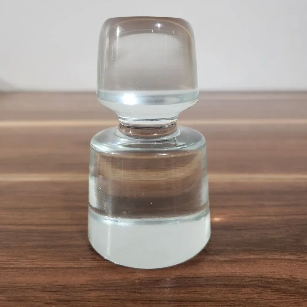 Vintage MCM Clear Glass Decanter Stopper Style Paper Weight 2x4